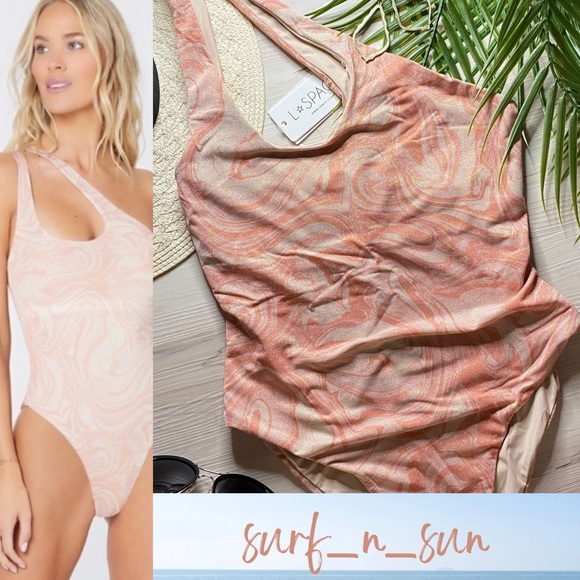 L*Space All Swirled Up One Shoulder Glitter Phoebe One Piece Swimsuit - Picture 2 of 13